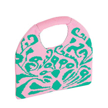 Cargar imagen en el visor de la galería, AKA Clutch Pink and Green Knit Top Handle Handbag
