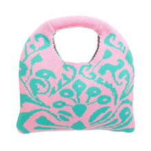 Cargar imagen en el visor de la galería, AKA Clutch Pink and Green Knit Top Handle Handbag
