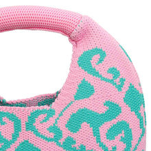 Cargar imagen en el visor de la galería, AKA Clutch Pink and Green Knit Top Handle Handbag
