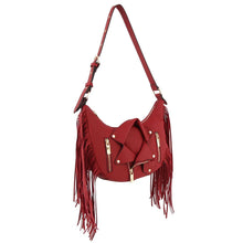 Cargar imagen en el visor de la galería, Wine Moto Fringe Shoulder Bag
