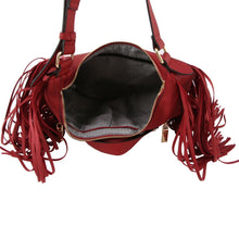 Cargar imagen en el visor de la galería, Wine Moto Fringe Shoulder Bag
