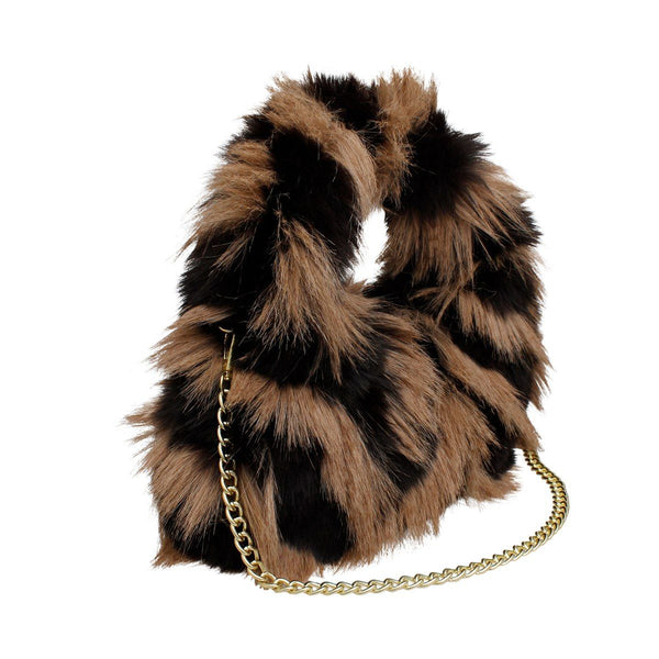 Shoulder Bag Brown and Black Fur Street Chic Purse