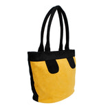 Tote Bag Yellow Suede Black Trim Shoulder Purse
