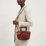 Top Handle Bag Burgundy Suede Dog Charm Purse