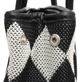 Top Handle Black Harlequin Detail Square Handbag