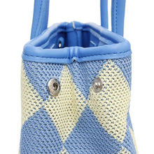Load image into Gallery viewer, Top Handle Blue Harlequin Detail Square Handbag
