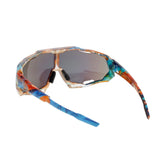 Sunglasses Brown Graphic Print Mirror Sport Eyewear