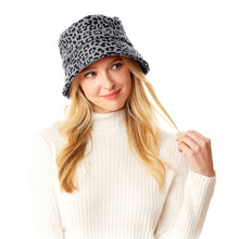 Load image into Gallery viewer, Gray Leopard Print Bucket Hat
