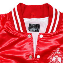 Cargar imagen en el visor de la galería, DST Greek Apparel L Cropped Satin Varsity Jacket
