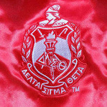 Cargar imagen en el visor de la galería, DST Greek Apparel L Cropped Satin Varsity Jacket
