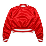 DST Greek Apparel M Cropped Satin Varsity Jacket