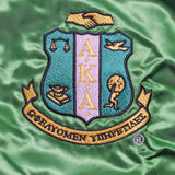 AKA Greek Apparel XL Cropped Satin Varsity Jacket