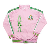 AKA Greek Apparel L Pink Zip Up Track Jacket