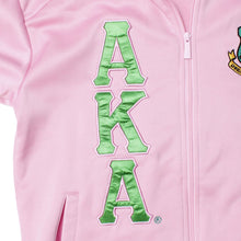 Cargar imagen en el visor de la galería, AKA Greek Apparel M Pink Zip Up Track Jacket
