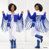 ZPB Apparel Small Blue White Denim Fringe Jacket