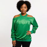AKA Greek Merch M Green Cold Shoulder Sweatshirt