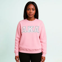 Cargar imagen en el visor de la galería, AKA Greek Gear L Pink Embroidered Crew Sweatshirt
