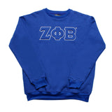 ZPB Greek Gear M Blue Embroidered Crew Sweatshirt