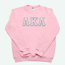 Cargar imagen en el visor de la galería, AKA Greek Gear M Pink Embroidered Crew Sweatshirt
