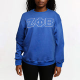 ZPB Greek Gear XL Blue Embroidered Crew Sweatshirt