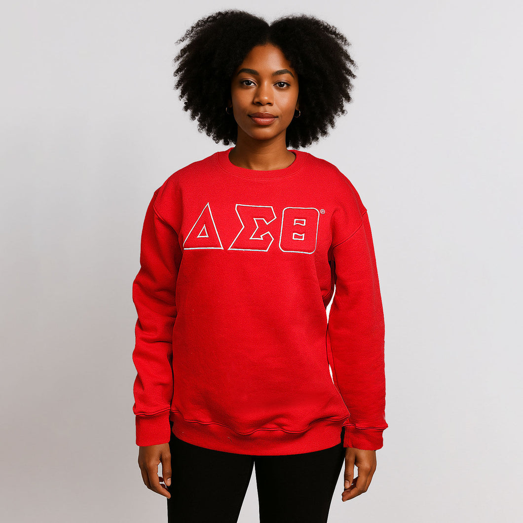 DST Greek Gear XL Red Embroidered Crew Sweatshirt