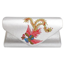 Cargar imagen en el visor de la galería, Evening Clutch Silver Phoenix Envelope Bag Women
