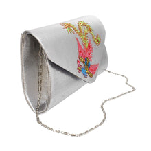 Cargar imagen en el visor de la galería, Evening Clutch Silver Phoenix Envelope Bag Women
