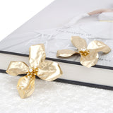 Studs Large Matte Gold Sculptured Flower Earrings