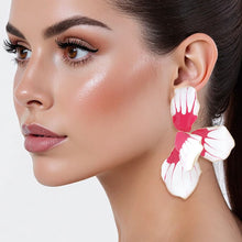 Load image into Gallery viewer, Studs White Tropical Flower Petal Enamel Earrings
