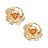 Studs Large Golden Bloom Lifelike Flower Earrings