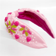 Load image into Gallery viewer, AKA Heart Pink and Green Embroidered Headband
