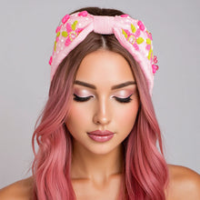 Load image into Gallery viewer, AKA Heart Pink and Green Embroidered Headband
