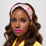 AKA Zig Zag Pink and Green Embroidered Headband