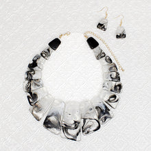 Load image into Gallery viewer, Choker Black White Marbled Resin Collar Necklace
