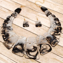 Load image into Gallery viewer, Choker Black White Marbled Resin Collar Necklace
