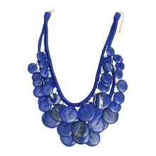 Load image into Gallery viewer, Bib Blue Dramatic Long Cord Disc Necklace Women
