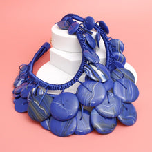 Load image into Gallery viewer, Bib Blue Dramatic Long Cord Disc Necklace Women
