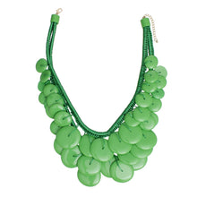 Load image into Gallery viewer, Bib Green Dramatic Long Cord Disc Necklace Women
