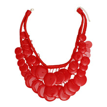 Load image into Gallery viewer, Bib Red Dramatic Long Cord Disc Necklace Women
