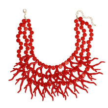 Load image into Gallery viewer, Bib Red Coral Coastal Chic Bead Necklace for Women
