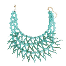 Load image into Gallery viewer, Bib Turquoise Coral Coastal Chic Necklace Women
