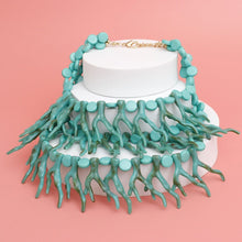 Load image into Gallery viewer, Bib Turquoise Coral Coastal Chic Necklace Women
