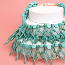 Load image into Gallery viewer, Bib Turquoise Coral Coastal Chic Necklace Women
