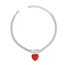 Cargar imagen en el visor de la galería, Anklet Silver Sparkling Love Red Heart Ankle Chain
