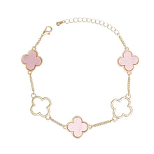Cargar imagen en el visor de la galería, Anklet Gold Pink Quatrefoil 5 Motif Ankle Chain
