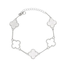 Cargar imagen en el visor de la galería, Anklet Silver White Quatrefoil 5 Motif Ankle Chain
