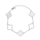 Anklet Silver White Quatrefoil 5 Motif Ankle Chain