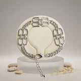 Luxe Silver Linked Letter B Heritage Anklet