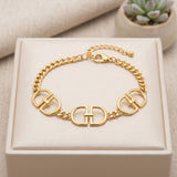 Luxe Gold Linked Letter D Heritage Anklet