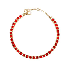 Cargar imagen en el visor de la galería, Anklet Gold Red Rhinestone Tennis Ankle Chain
